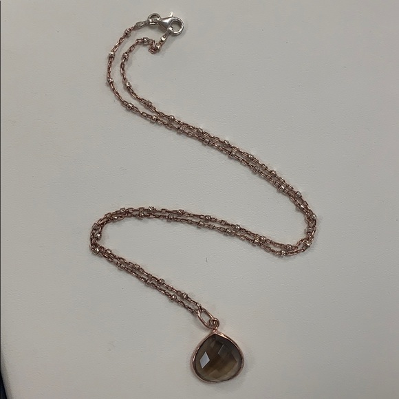 Smokey Quartz & Rose Gold Plated Silver Necklace - Picture 7 of 7